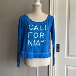 Hollister - Blue "California" Crop Sweatshirt​​​​​​​​​​